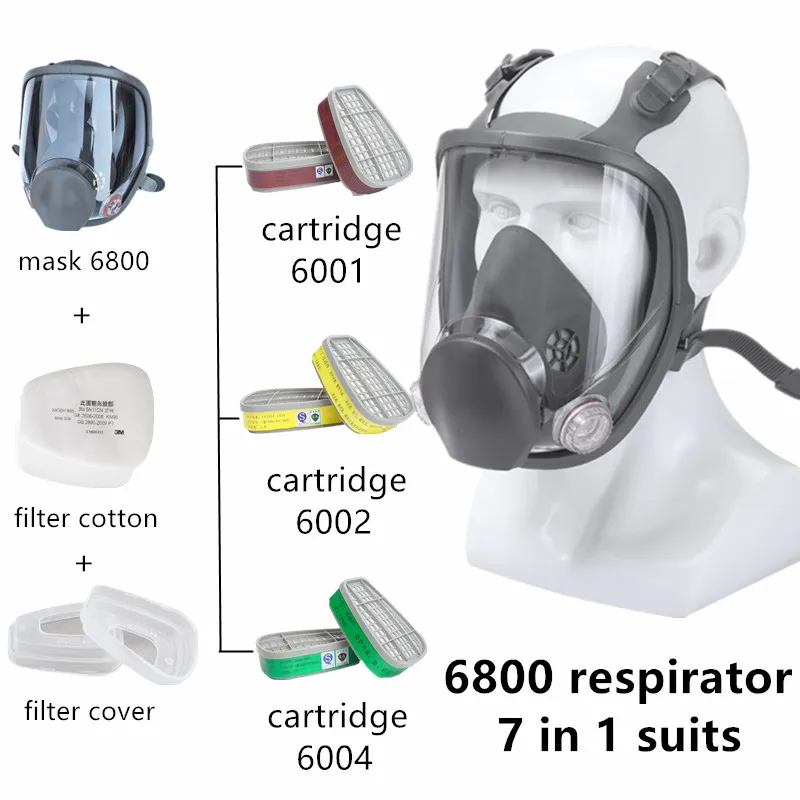 3M 7502 6003 7Piece Suit Respirator Painting Spraying Face Gas Mask 5n11 501