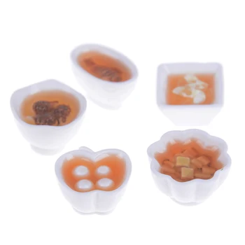 

Miniature Dollhouse 1:12 scale Chinese Rice Mini Chinses Cuisine Dessert Noodles Tofu fish Pretend Food for Doll Kitchen toys