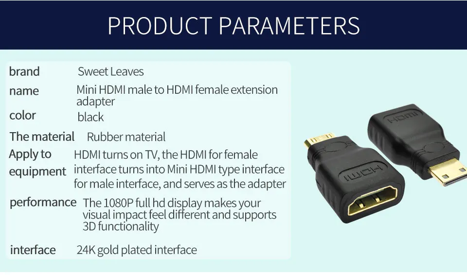  Mini HDMI to HDMI Adapter male to female Converter for HDMI HD 1080P Cable Adapter Device for HDTV etc (3)