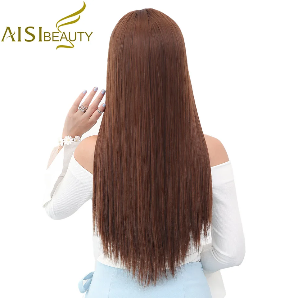 AISI BEAUTY 5 Clips Synthetic Hair Long Straight Blonde Clip In Hair Extensions False Hair Brown Black Hair Pieces for Women