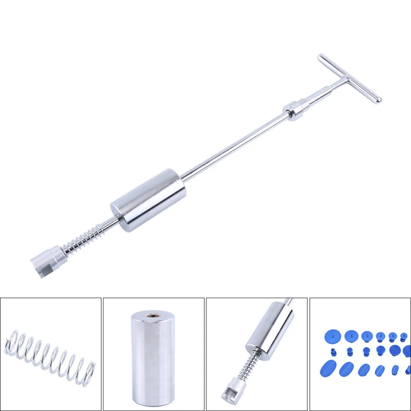 XZANTE Hot Paintless Dent Repair Hail Removal T Bar Slide Hammer+18pcs Glue Puller Tabs Nin Hand Tools Kit