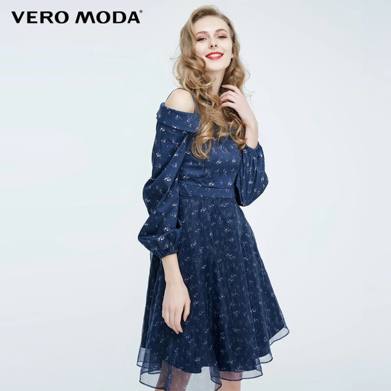 Vero Moda платье женское сшитое платье с принтом и ремнем с открытыми плечами | 31827D521