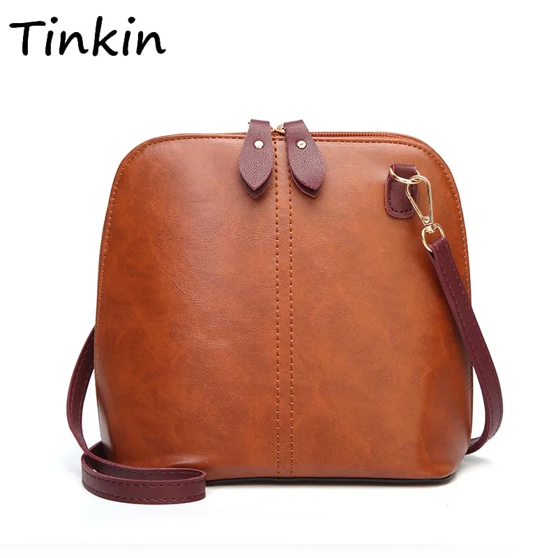 Tinkin Женская винтажная Повседневная сумка на плечо из искусственной кожи, женская элегантная повседневная сумка-мессенджер для покупок, Ретро стиль, универсальная женская сумка
