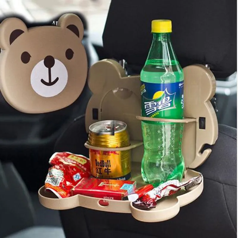 New Tray Box+cup Holder Foldable Car Seat Back Drink Holder Abs Bottle