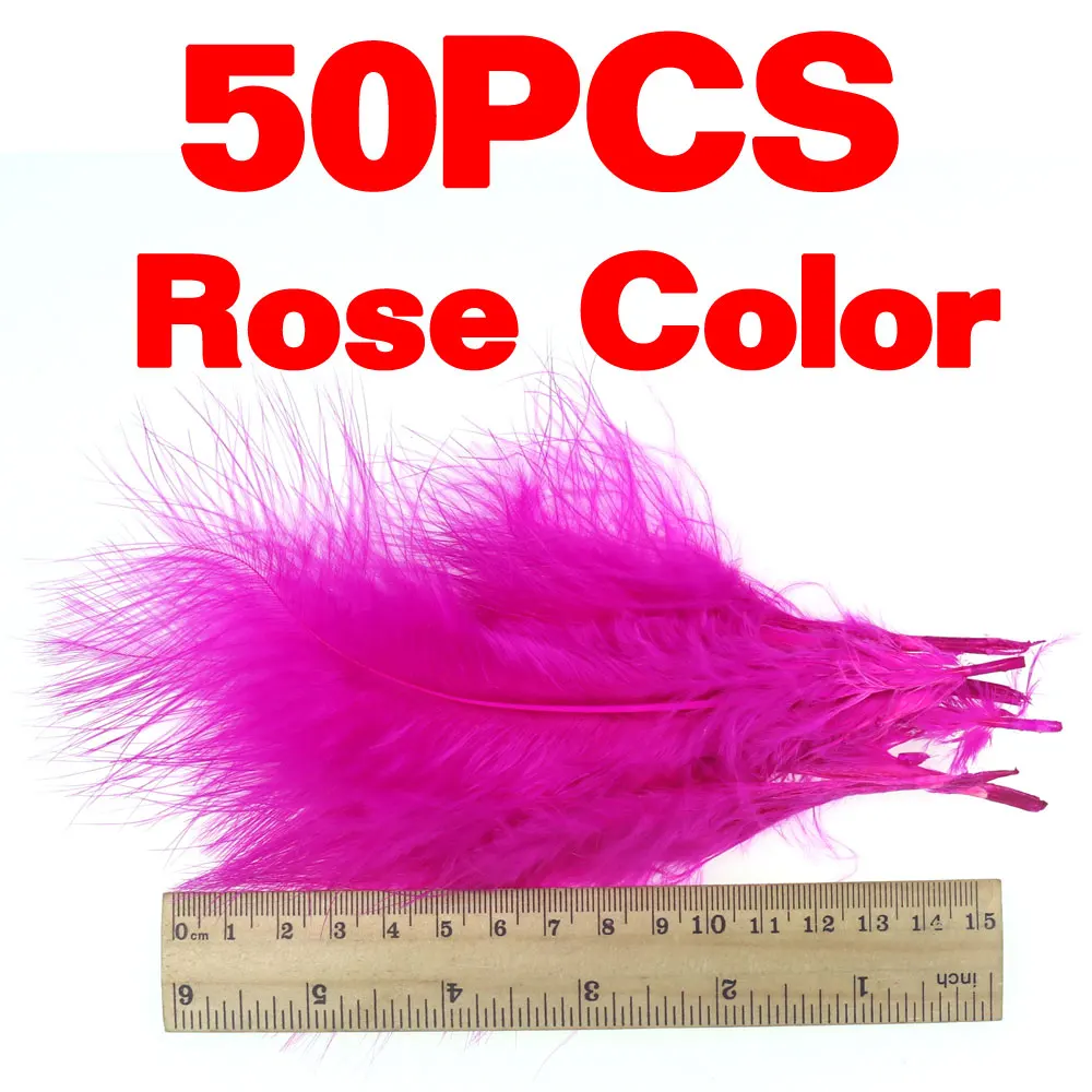 Bimoo 50 шт./упак. Цветной Длинные перо марабу для завязывания стример мух Lead Jig летней одежды из Bugger пиявка Fly наживки для завязывания Материал - Цвет: Rose Color 50pcs
