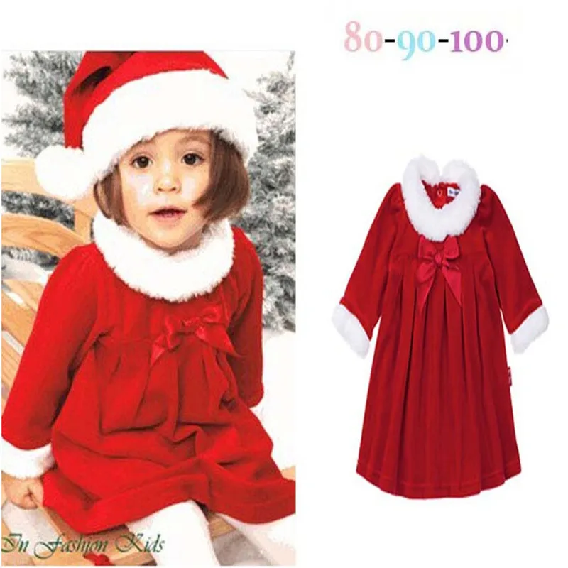

1 Set New Style Girl Christmas Costume Romper with Hat Toddler Festival Clothes Sanda Dress Santa Claus Wearing