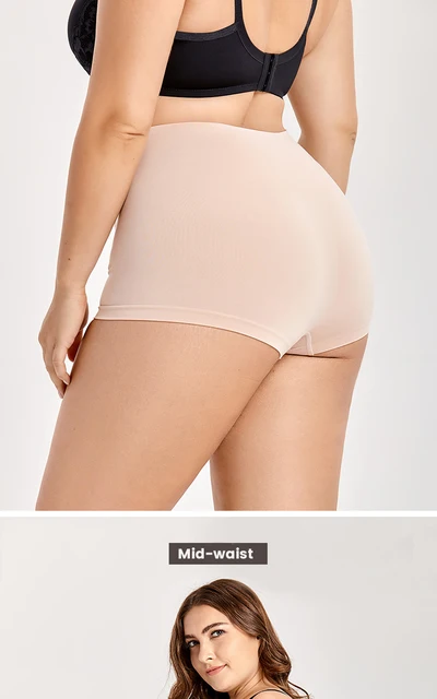 DELIMIRA Women's Tummy Control Body Shaper Shapewear Plus Size High Waist  Thigh Slimmer Control Knickers Butt Lifter Seamless Shorts Boyshorts Beige  10 : : Fashion