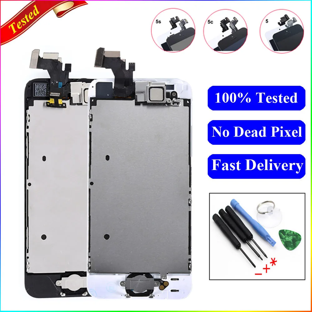

For iPhone 5 5S 5C LCD Display Touch Screen Digitizer Home Button Camera Assembly Replacement 5s Display For iPhone 5S LCD