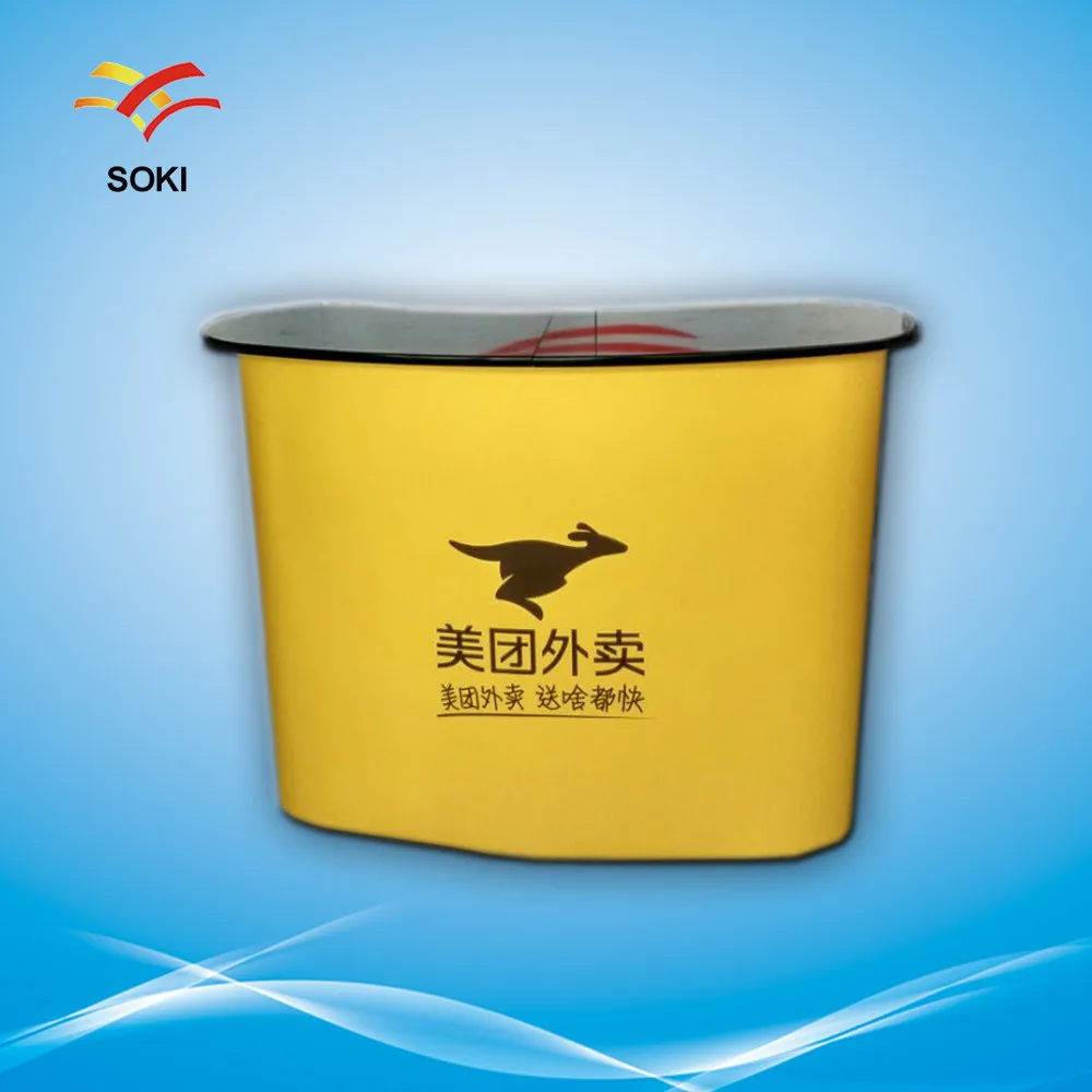 

Christmas Portable Standard Curve Trade show Booth Folding Pop Up Podium Table Display Exhibition Pop Up Promotion Counter