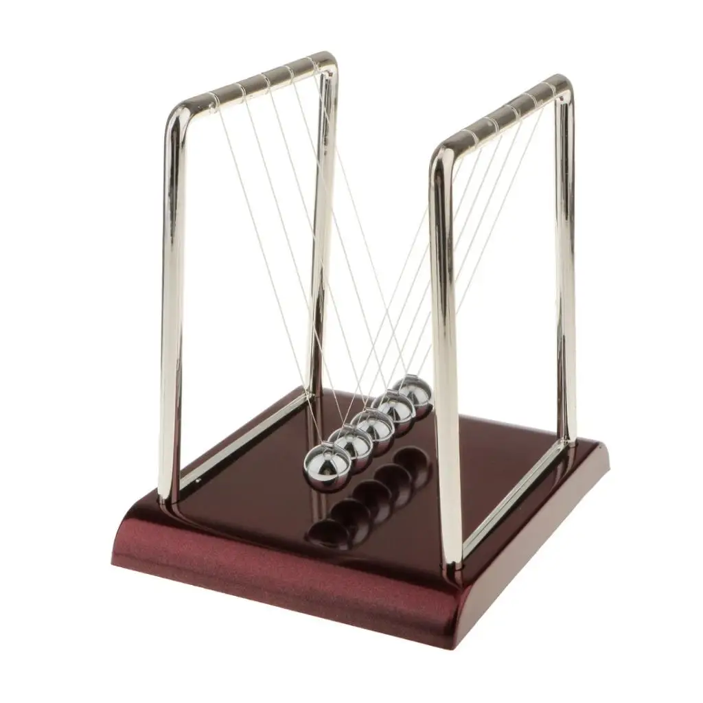 Plastic base and steel balls Newton Cradle Balance Ball Physics Science Pendulum Educational Toy Square for your kids-S