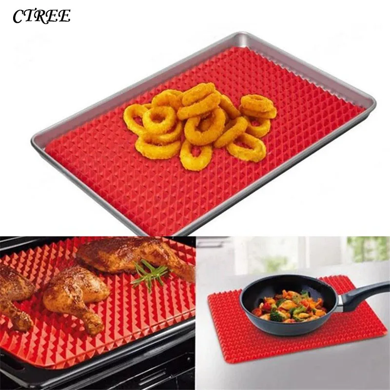 CTREE 1Pc Home Non Stick Silicone BBQ Mat Silicone Pan Fat Reducing