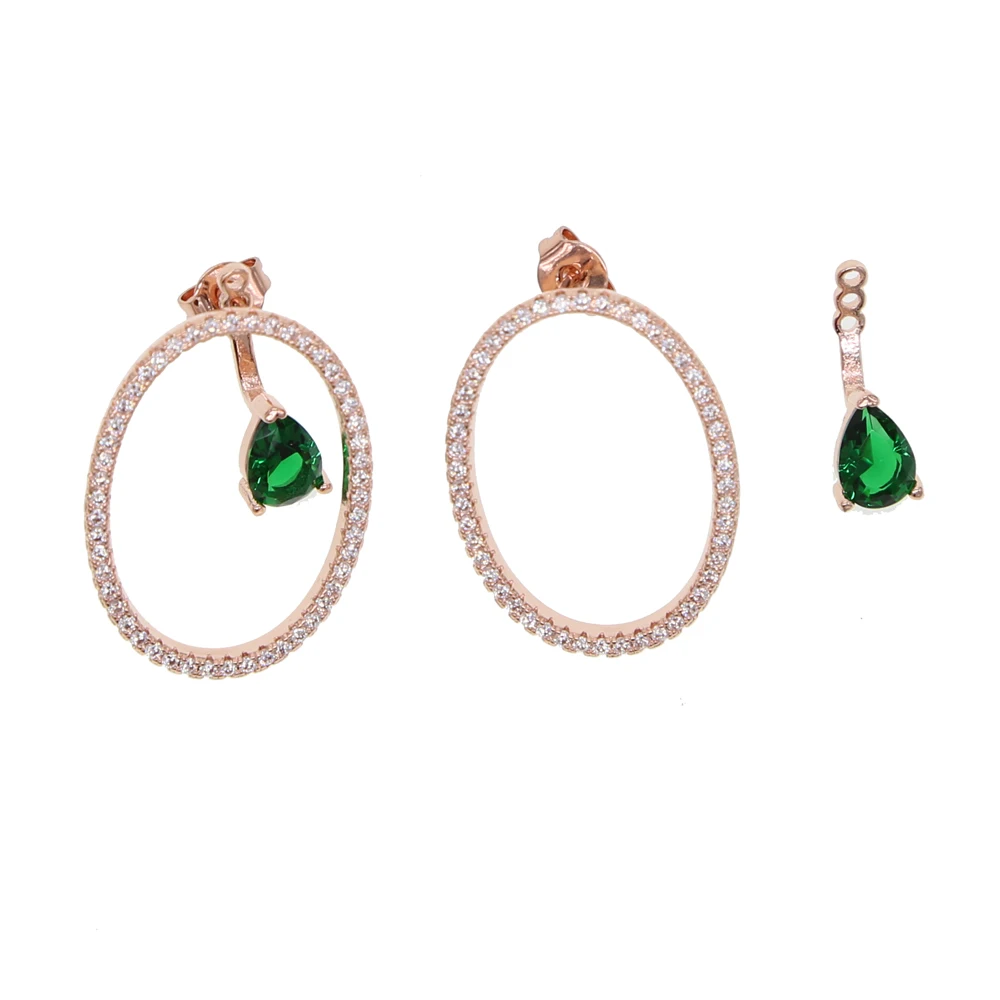 Двусторонняя геометрические серьги проложить кубический ziircon высокое качество камень красный синий зеленый cz милые модные серьги для леди