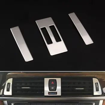 

BBQ@FUKA 3X Stainless Steel Middle Console Air Vent Outlet Switch Frame Cover Trim Sticker Fit For BMW 3 series 320li 330i