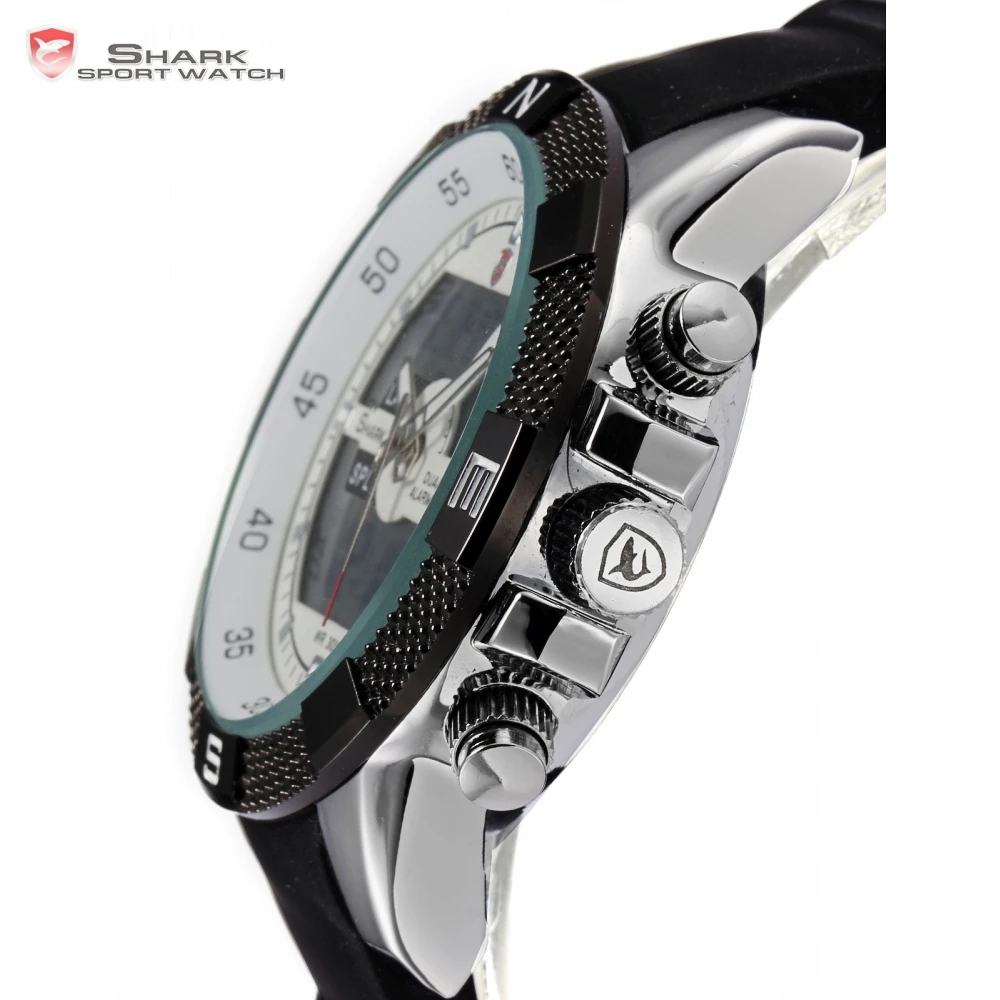Online El Marrajo Sardinero SHARK Reloj Deportivo Blanco Digital Movimiento de Cuarzo Hora Dual Fecha Día Alarma Banda Silicona Cuarzo Abrigo Militar Regalo Reloj de Pulsera para Hombres SH041