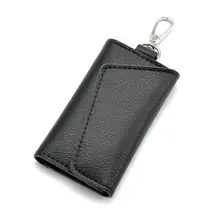 Hot Sell Key Holder Wallet 100% Genuine Leather Key Bag Unisex Solid Organizer Bag Car Housekeeper Wallet Card Holder QB67