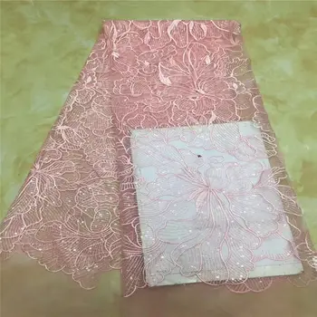 

african embroidered Mesh Tulle fabric Factory price sequins Nigerian lace fabrics high quality guipure lace fabric