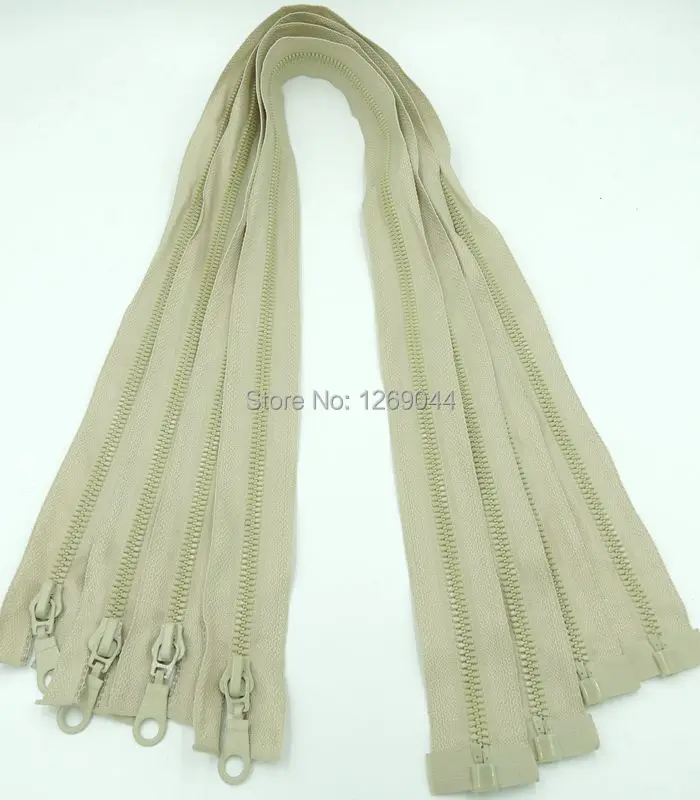 5 Khaki Resin Zipper Down Jacket /Overcoat Zipper Open end Zipper Clothing Accessories 10 pcs