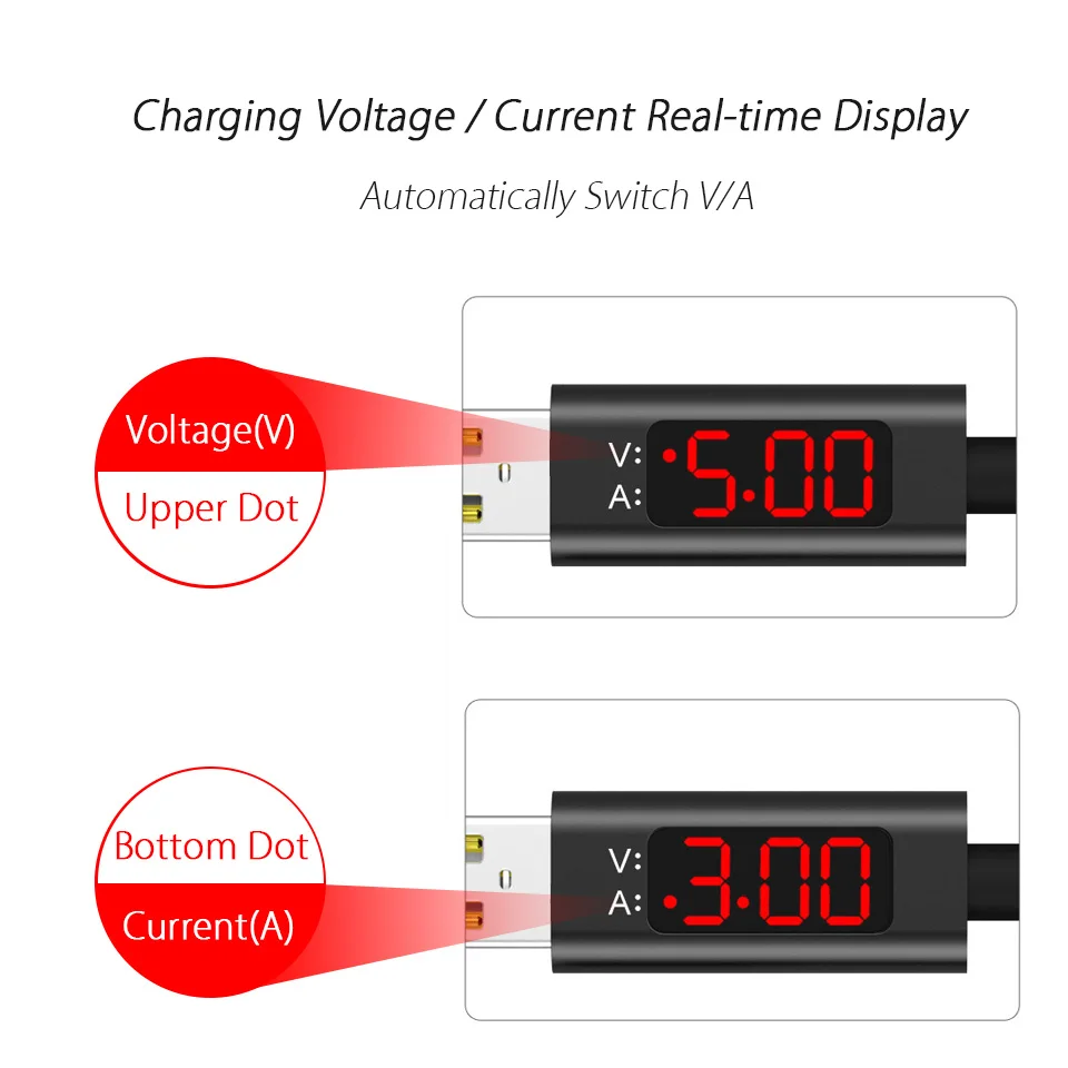 Светодиодный кабель mi cro USB с дисплеем, кабель usb type C, кабель USB для зарядки samsung S10 S10E Plus Xiaomi mi 9, кабель для быстрой зарядки и передачи данных, 1 м