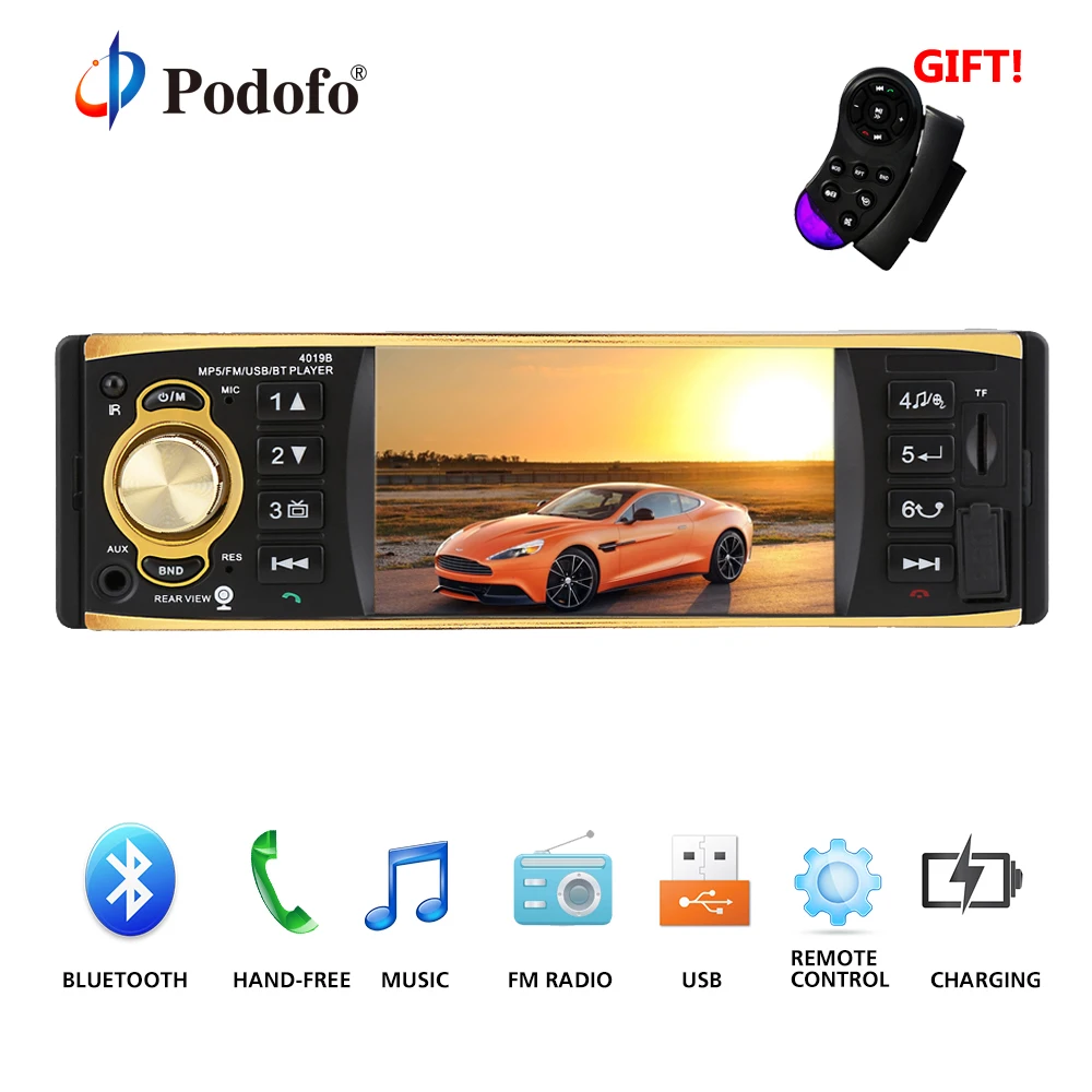 

AMPrime P2 Car Radio 4.1 inch 1 Din Audio Radios MP5 Player AUX FM R Bluetooth Support Rearview Camera With Remote Contol 4019B
