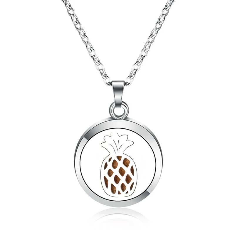 

Aroma Diffuser Pineapple Pendant Stainless Steel Magnetic Necklace Perfume Essential Oil Diffuser Aromatherapy Locket Jewelry