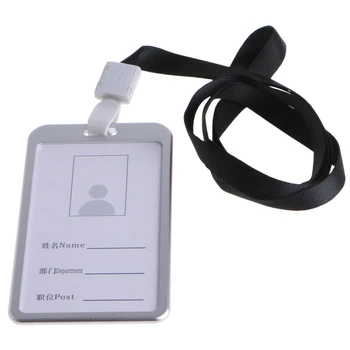 

Aluminum Alloy ID Credit Card Badge Holder Cover With Neck Nylon Lanyard Strap