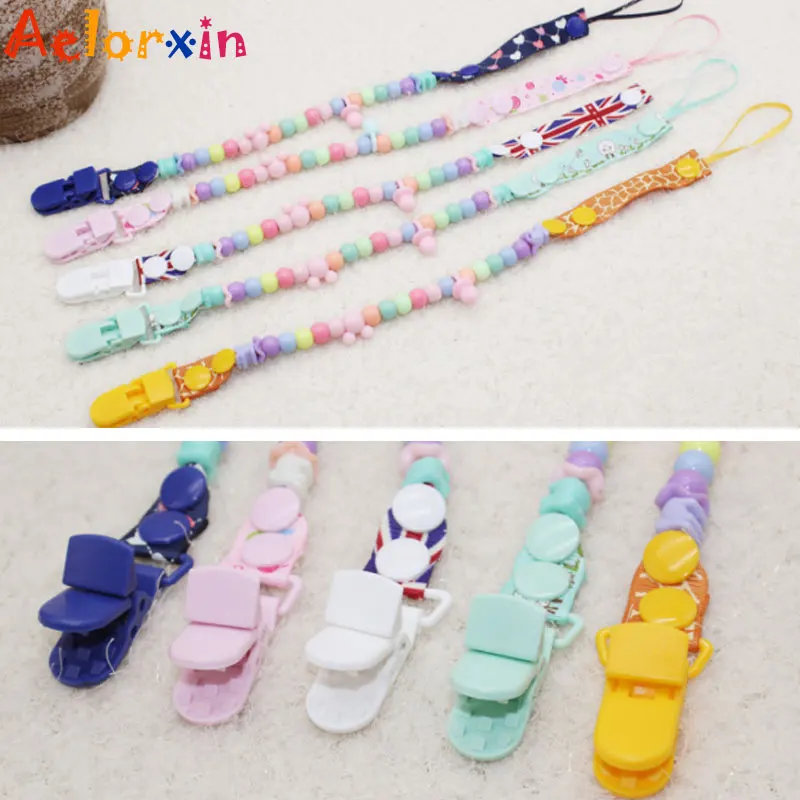 Teething Pacifier Clips Beads Silicone Pacifier Chain Holder For Nipples Baby Chew Toys