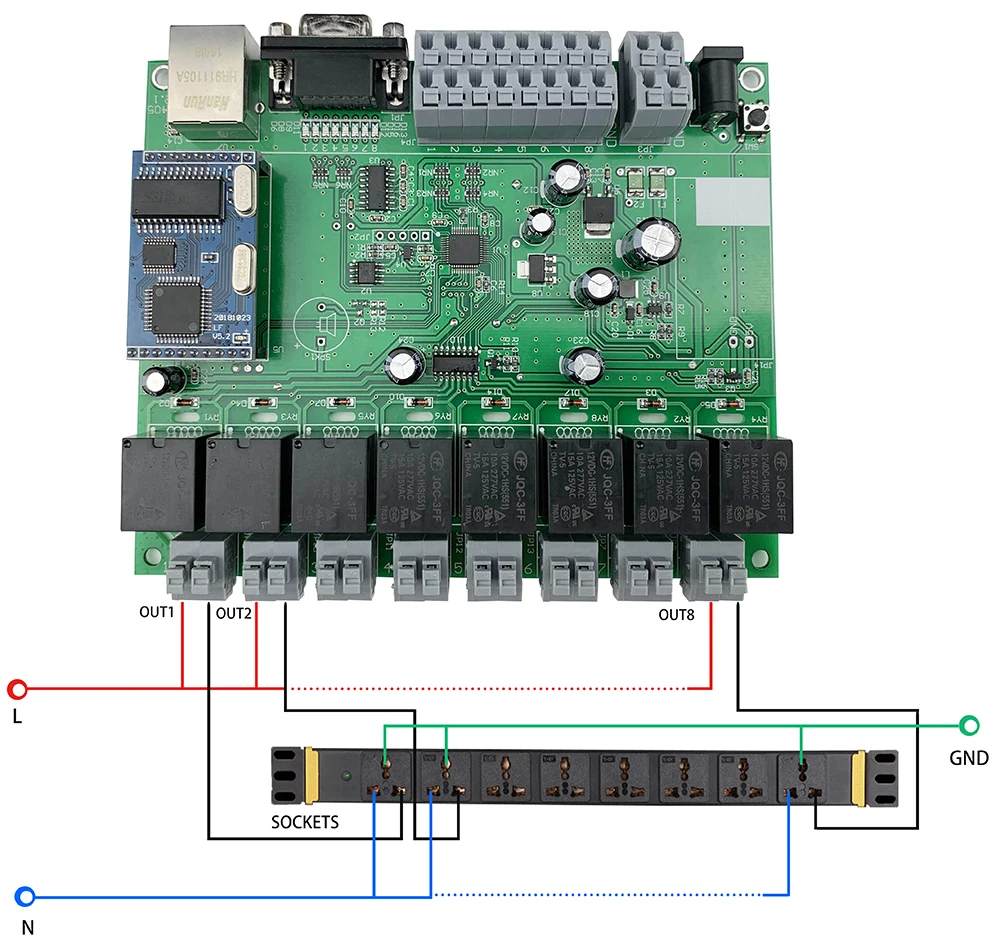 8 Channel Ethernet Relay Module With GPIO Lan Wan Network RJ45 RS232 TCP IP Program Development Board DIY Smart Home