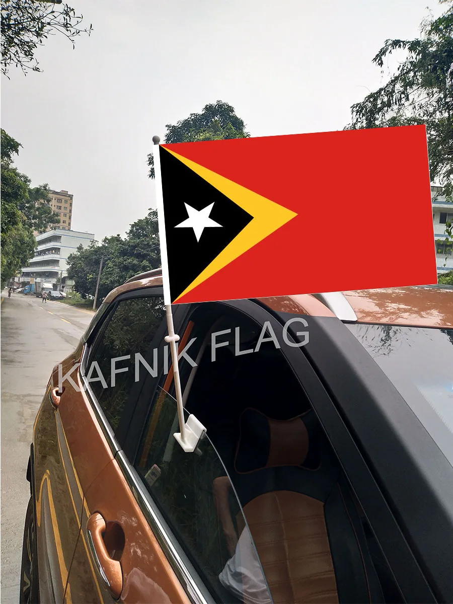 KAFNIK 30*45CM East Timor Window Car Flags and Banners Countries World Custom with 43/52cm flagpole for car decoration | Дом и сад