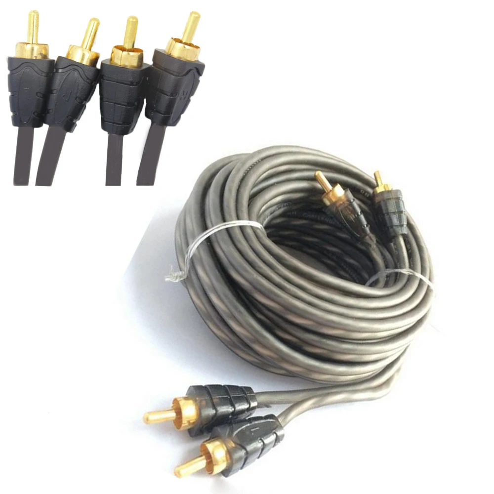 For Most Car 5M 12V To RCA Audio Cable Power Cable Speaker Wire 1 PCS