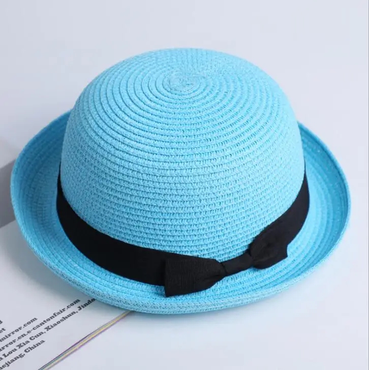 sky blue Кошачий глаз, модные солнцезащитные шляпы для женщин с бантом Ручной Работы Соломенная шляпка пляж большой край Бейсболка Свободного Покроя глрис летняя кепка - Цвет: sky blue