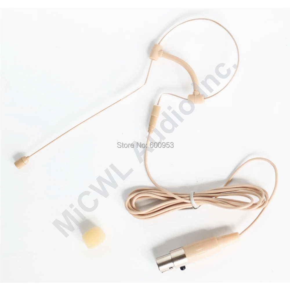 Low Profile Light-weight Headset Headworn Earhook Microphone For Sennheiser AKG Shure Wireless System MIC-J S90 Beige Omni