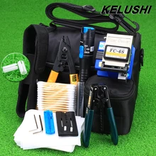 KELUSHI 2016 New 13Pcs/Set FTTH Fiber Optic Tool Kit with FC-6S Cleaver and Plastic 5mW Visual Fault Locator Wire Stripper Tool