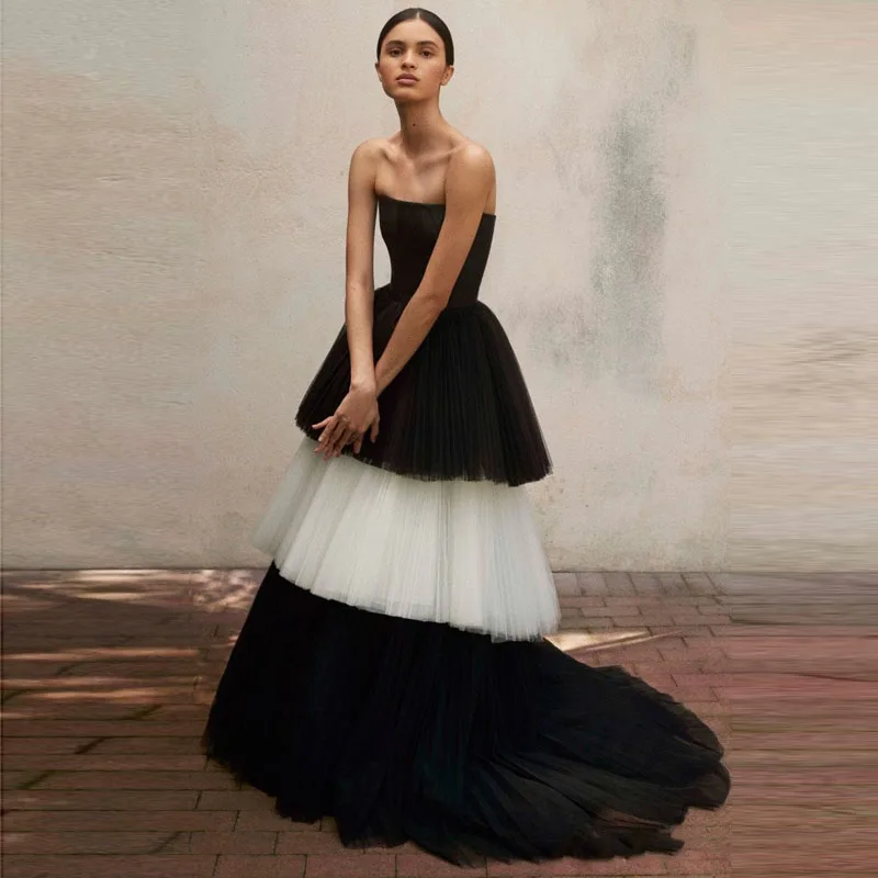 Lujo A Línea Encargo Por 2018 Mujer Negro Elegante Formal Faldas Blanco Y Graduación Falda Ocasión Plisado De wxwqp0O8H