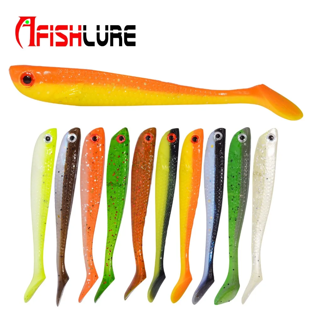 Мягкая рыболовная приманка Afishlure 10 шт./лот окунь вес 75 мм/2 8 г Т образный хвост