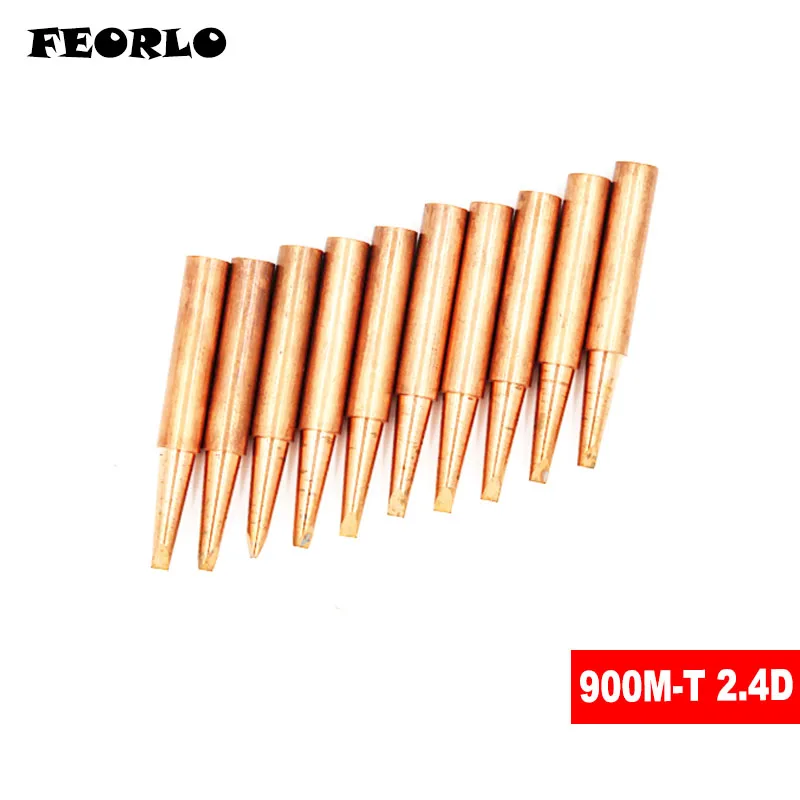 FEORLO 10 шт.+ рукав K/SK/IS/B/I/1C/2C 3C/4C/5C/3.2D/2.4D/1.6D/1.2D/0.8D 900M-T Чистая медь паяльный наконечник сварочный