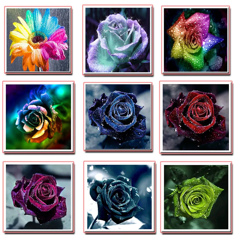 

5d DIY diamond embroidery,Color rose flowers,Full Square/Round painting mosaic Rhinestone paintings SH