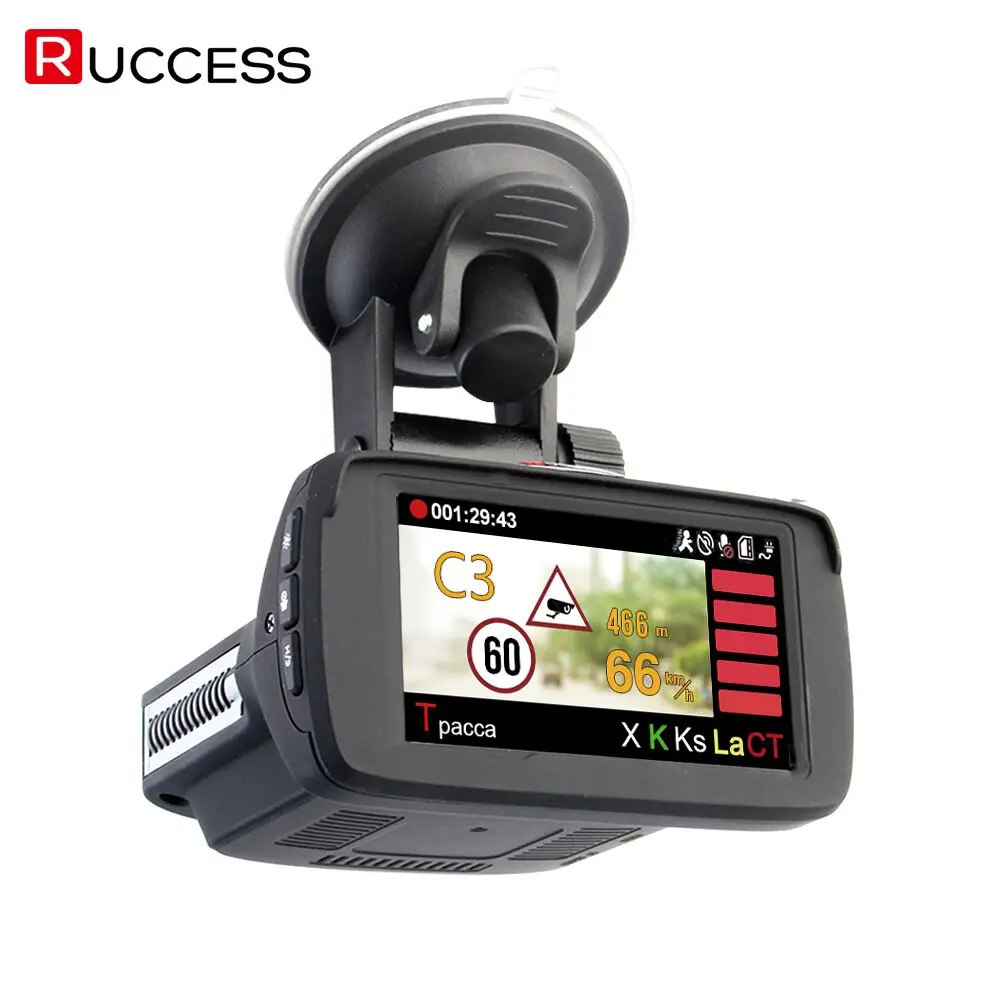 Дешево RUCCESS Радар детекторы 3 в 1 Автомобильный видеорегистратор font b GPS b font камера регистратор Dash Cam радар детектор для России лазерный 2017 Ambarella 1080p детектор