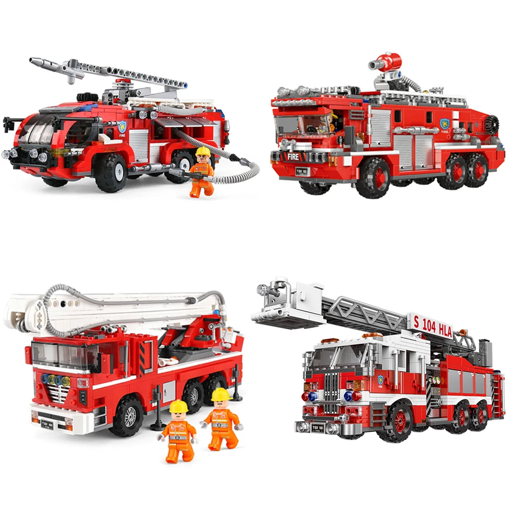 

DIY Technic City Fire Truck The Rescue Vehicle Sets MOC Building Ladder Blocks Compatible with Legoingly Toys for Children Gifts