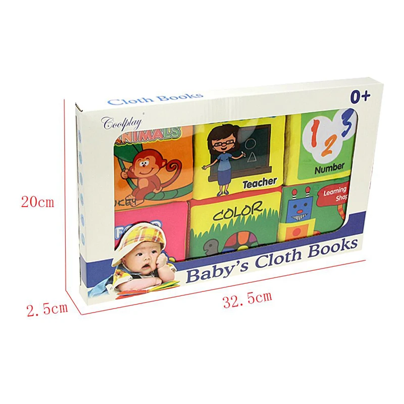 Livros de Pano Livro do Bebê Desenvolvimento da Inteligência Chocalho do Bebê Brinquedos para as Crianças Livros Infantis Macio Infantil Brinquedos Educativos 6 Pçs - Set 15 ???-1