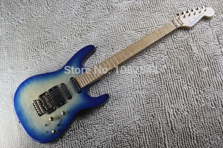 

free shipping Canadian Tiger maple Fingerboard jackson white blue electric guitar gold hardware with tremolo system