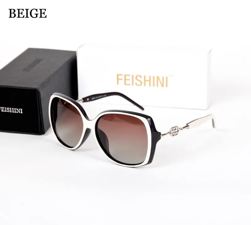 FEISHINI высокое качество FDA Мода вождения oculos de sol feminino HD UVA большая рамка градиентные солнцезащитные очки женские поляризованные винтажные