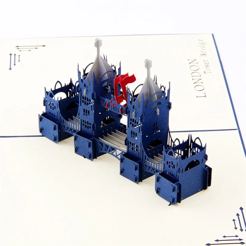 Всплывающие 3D открытки на день рождения, открытки с аттракционами мира, деловые приглашения, подарки для мальчиков, открытки, туристические открытки для папы-бойфренда - Цвет: London Bridge blue
