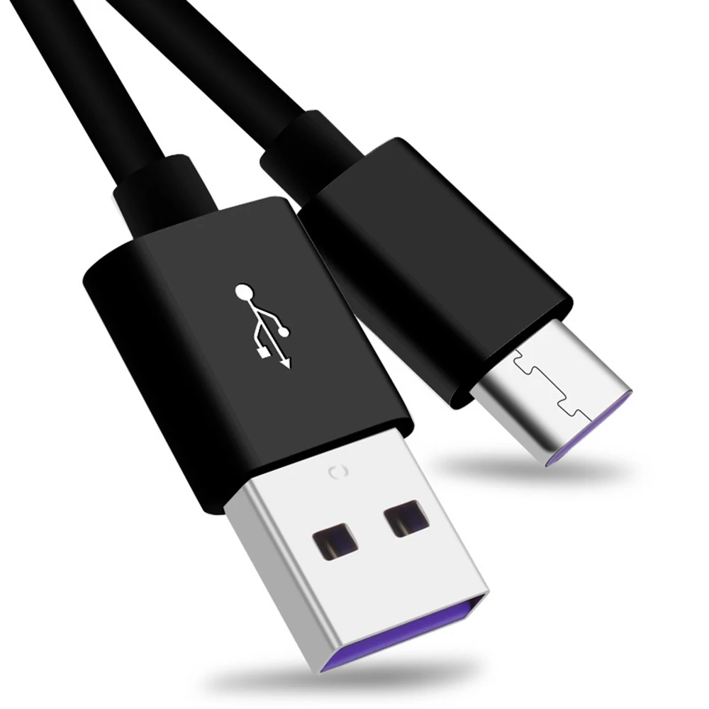 Кабель usb type-C для быстрой зарядки samsung Xiaomi Mix 3 huawei, 0,25 м, 1 м, 1,5 м, 2 м, 5 А, USB-C, usb type-C - Цвет: Черный