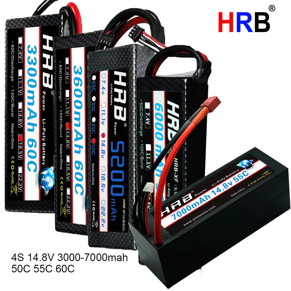 HRB 4S 14,8 V RC Lipo аккумулятор 3000mah 3300mah 4000mah 5500mah 6000mAh 7000mah 8000mah 1/10 mah Жесткий Чехол для Traxxas Scx10 автомобилей лодки