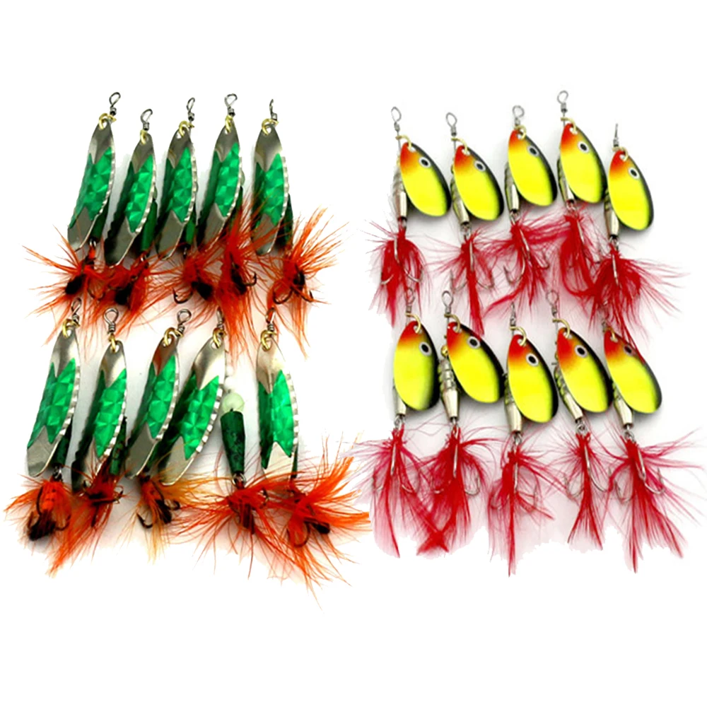 Lot 20pcs trout metal fishing lure spinner spoon bait set carp fish