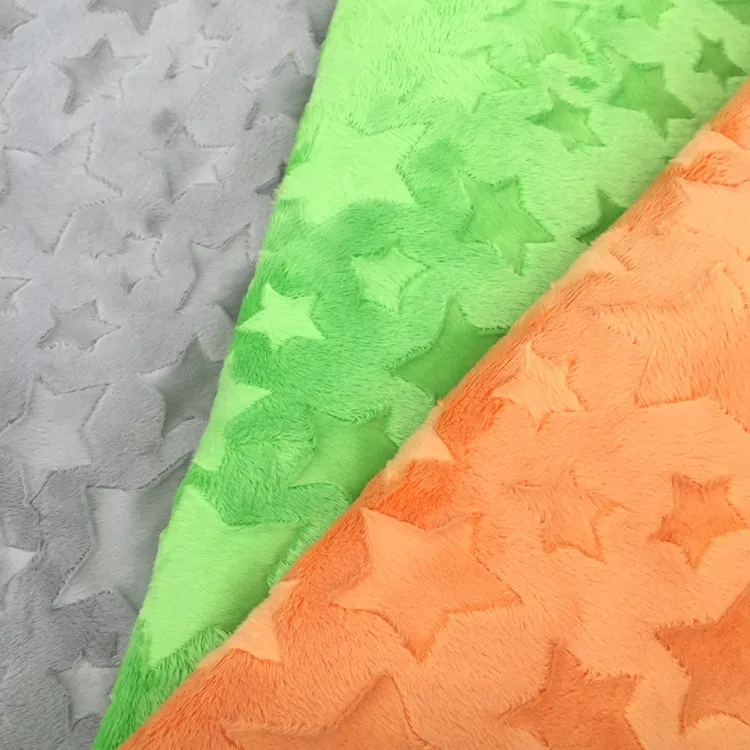 Free Shipping Minky Star Fabric 14 Colors In Stock Sold by Meter Used For baby blanket baby pillow also named embossed minky