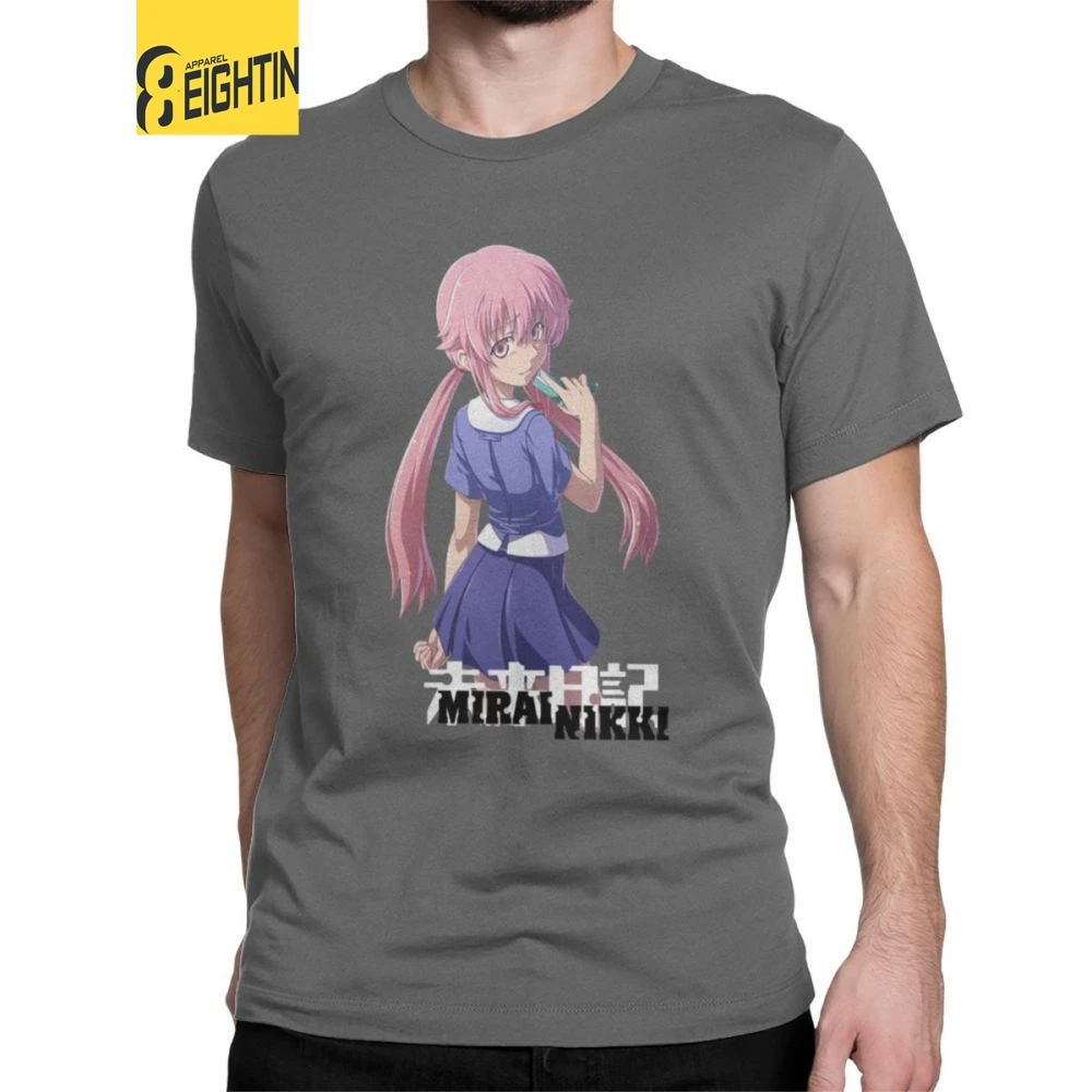 

Mirai Nikki T-Shirts Men Gasai Yuno T Shirts Anime Manga Future Dairy Japanese Comic Yandere 100% Cotton Tee Shirt Short Sleeve