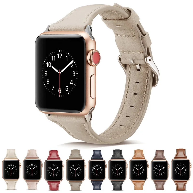 Ремешок из натуральной кожи для apple watch Series 3 2 1 38 мм 42 спортивный ремешок iwatch series 4 40