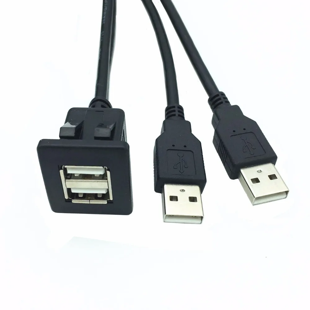 USB2.0 Заподлицо Двойной Порт USB удлинитель флеш приборной панели кабель для монтажа на панели для машины, лодки, мотоцикла