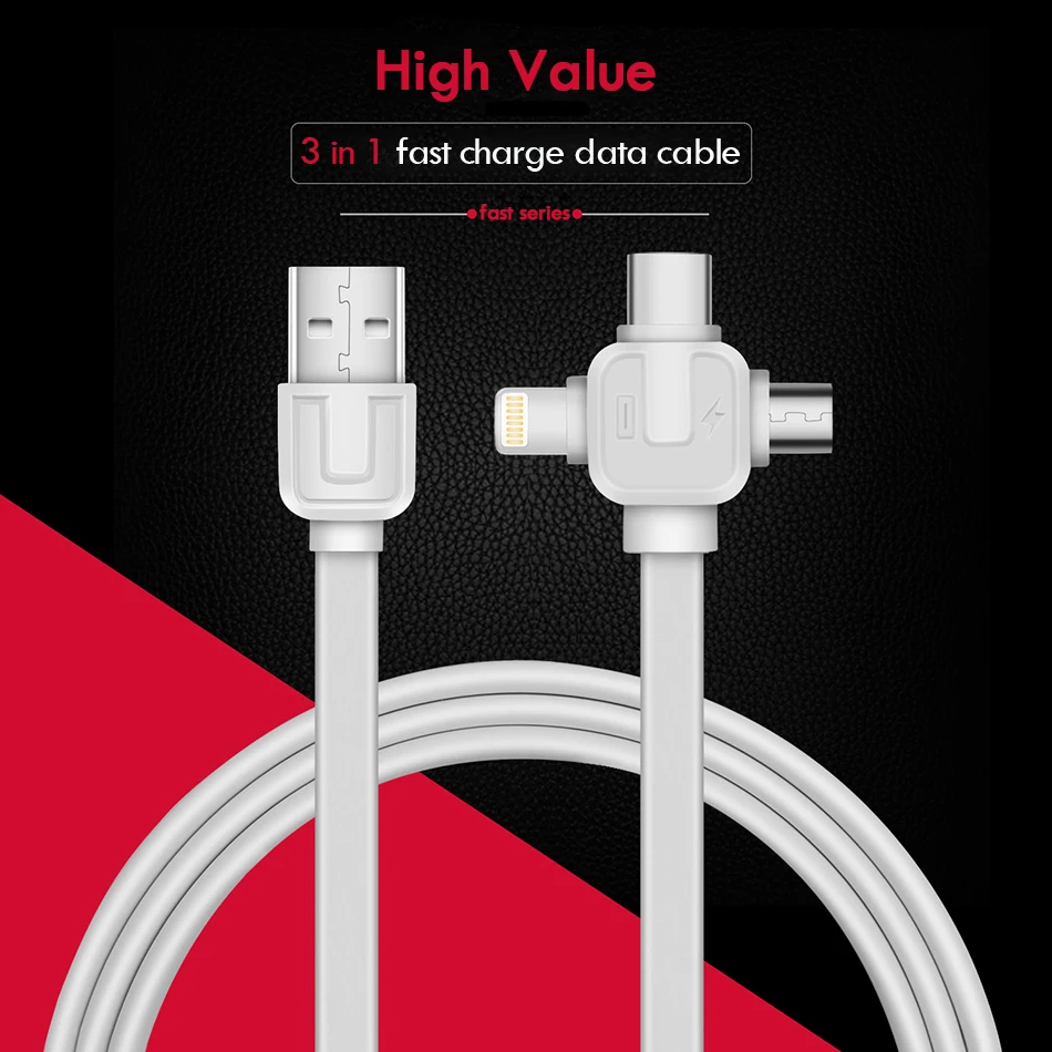 Universal 3 in 1 Lighting Charging&Sync Data Cable For iPhone 7 8 6s Plus X Micro USB Type-C Fast Charge Cables For Xiaomi (2)